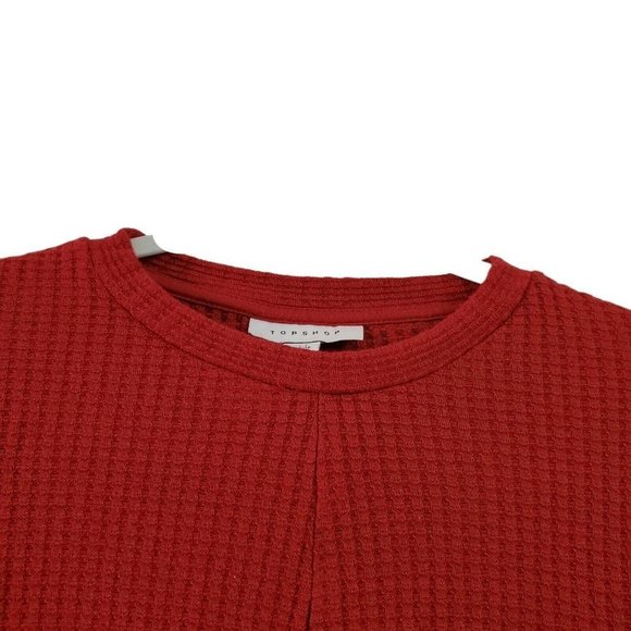 Topshop Red Knotted Blouse - Picture 3 of 10